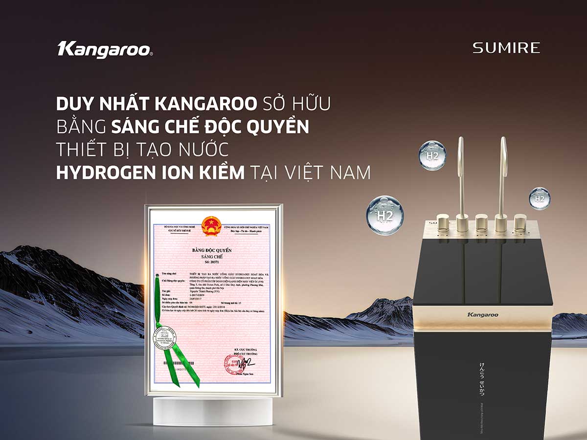 Máy lọc nước ion kiềm Kangaroo Hydrogen nóng lạnh KGHC12A2 Máy lọc nước ion kiềm Kangaroo Hydrogen nóng lạnh KGHC12A2