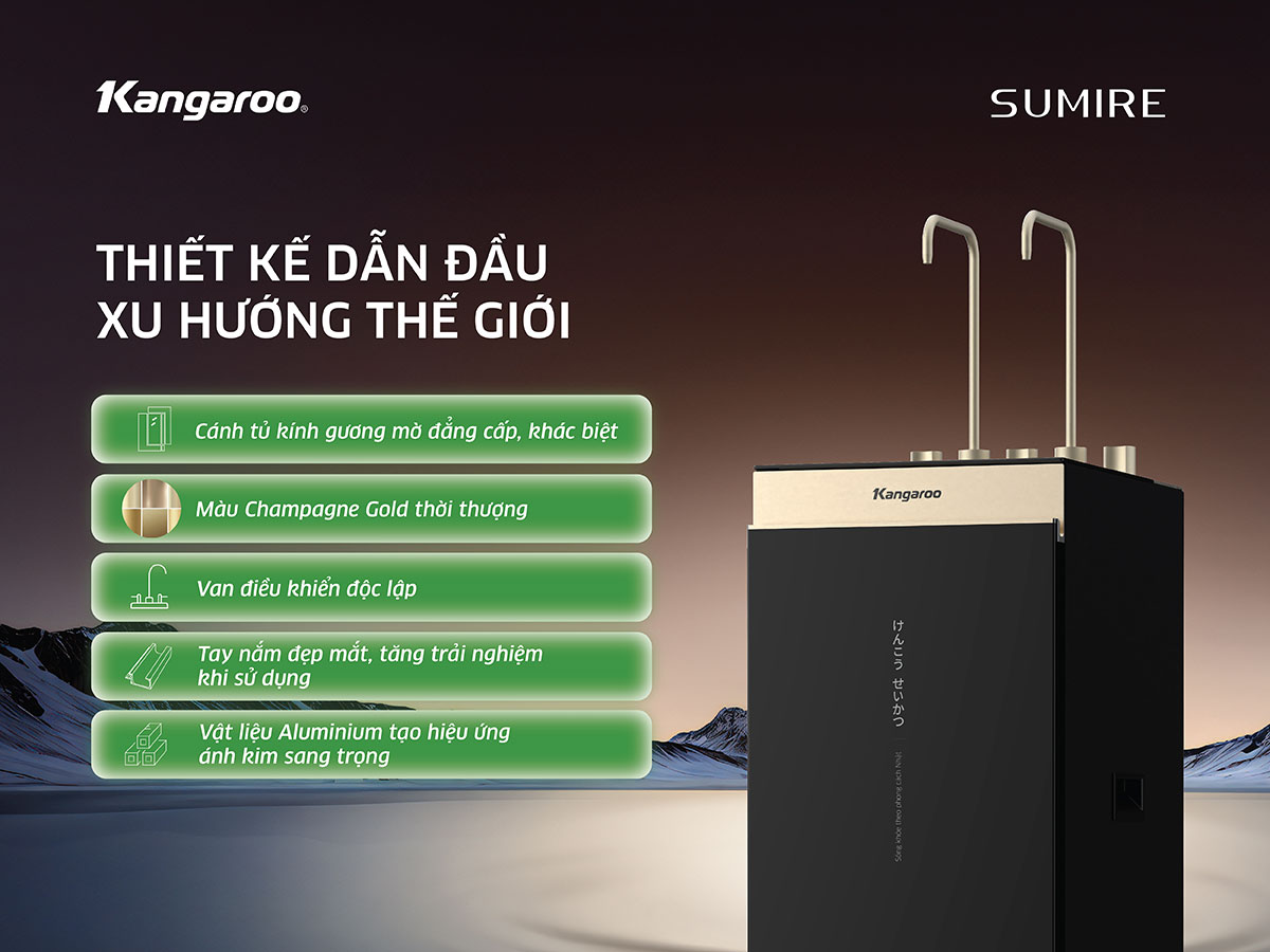 Máy lọc nước ion kiềm Kangaroo Hydrogen nóng lạnh KGHC12A2 Máy lọc nước ion kiềm Kangaroo Hydrogen nóng lạnh KGHC12A2